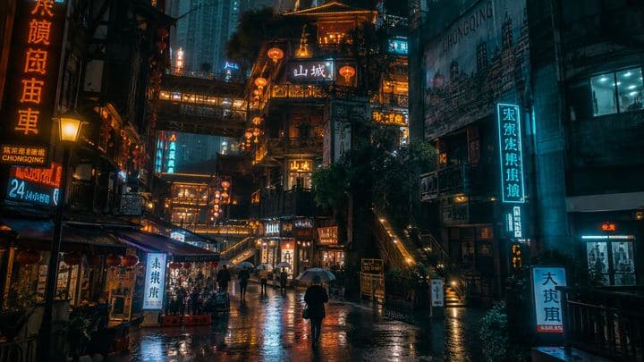 雨夜巷口的小店